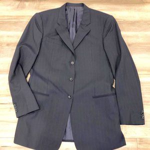 ARMANI Collezioni Black Suit Jacket/Blazer Blue Striped 100% wool size 40